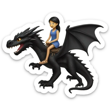 Black Dragon with girl riding it  sticker