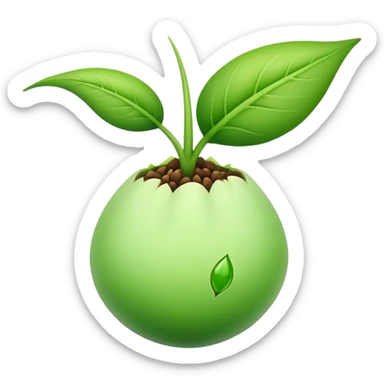 young shoot emerging from a seed sticker