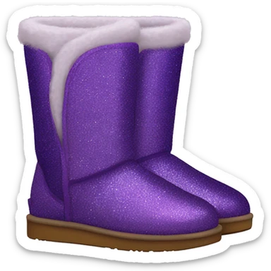 Realistic purple glitter and fur Ugg boots. sticker