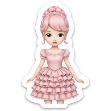 a coquette doll with a pretty dress sticker