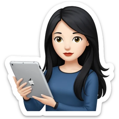 ESTUDIANTE CON IPAD mujer cabello largo sticker