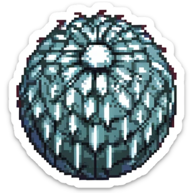 Make the spiked ball look more dangerous with sharper, longer spikes and darker colors in retro video game pixel art style with no background. sticker