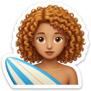 curly haired caramel skin girl surfer sticker