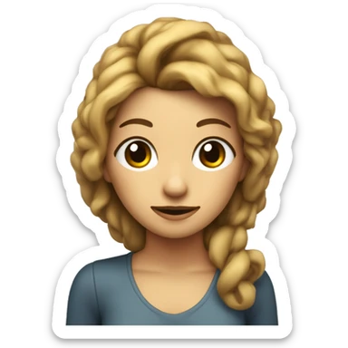 Femme de dos avec des cheveux brin et un seul œil dernière la tête un siclope sticker