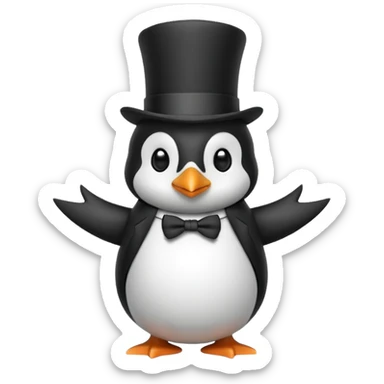 Penguin with a top hat sticker