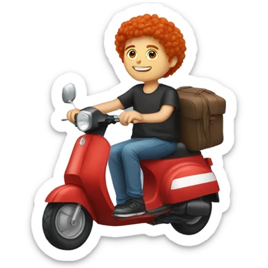 I need a sticker of a red-haired boy on a moped sticker