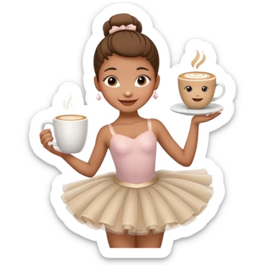 give me a ballerina with a cappuccino mug as her head sticker