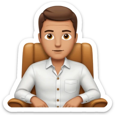 Guy in a chair asking sticker