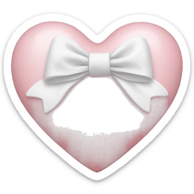 Pastel pink heart with white bow sticker