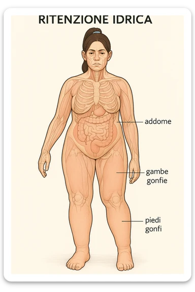 Donna anatomicamente con ritenzione idrica in italiano sticker