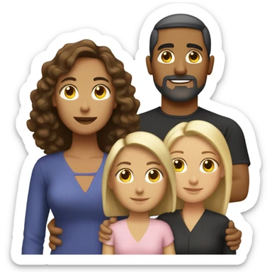 Puerto rican beard short brown hair  husband with blond long hair wife and brown long hair daughter Family  sticker