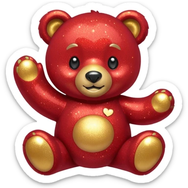 red glitter bear Happy  sticker