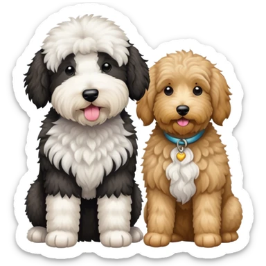 A sheepadoodle and a goldendoodle  sticker