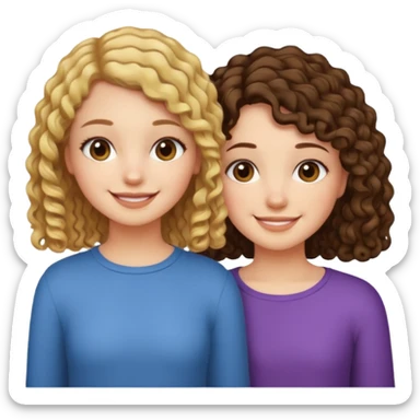 Best friends short straight hair girl and long curly hair girl sticker