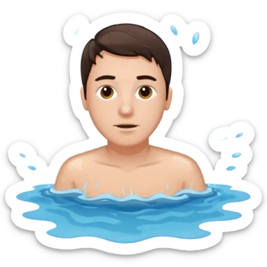 clothed brunette Man drowning in large pool of water with splashes   sticker