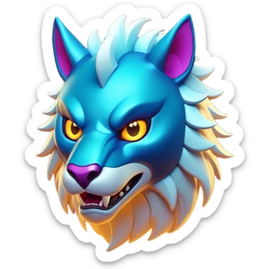 Clash of Clans aesthetic: Cinematic fierce Beast Emoji, rendered in a 3D vector-style similar to standard emojis with minimal shading and bold, simplified shapes. A compact, isometric mythical creature with wild, majestic features and fierce yet endearing eyes, softly glowing with a primal enchanted charm. Simplified yet unmistakably iconic, highly detailed and consistent, glowing with a soft radiant shine and high polish. Stylized with a touch of mythical wildness and a soft glowing outline, capturing the essence of a legendary beast with a friendly, playful allure! sticker