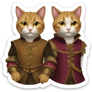 two cats dressed for renaissance festival sticker