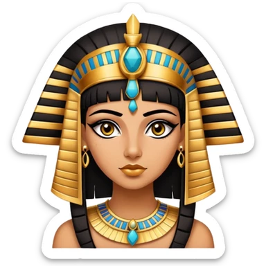 Cleopatra, Egyptian pharaoh with headdress and eyeliner sticker