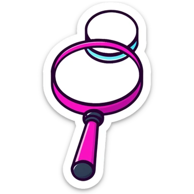 magnifying glass, transparent glass with bright pink gradient from #FF335F to #FF99AA, highlights, minimalistic sticker
