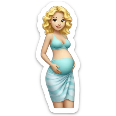 adorable pregnant blond full body women with beach-wave-hair sticker