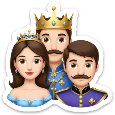 Brunette princess and prince with mustache  sticker