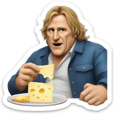 Depardieu qui mange un camembert sticker