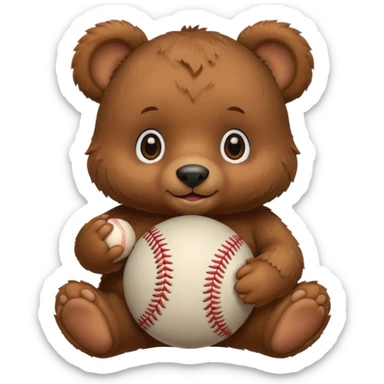 Baby bear with baseball sticker