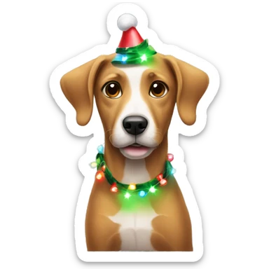 Dog wearing Christmas lights  sticker
