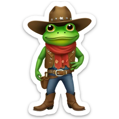 a cowboy frog sticker