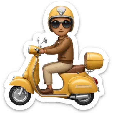 A classic vespa rider with my brothers face. sticker