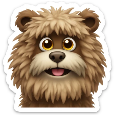 cute fluffy brown monster with round ears  sticker