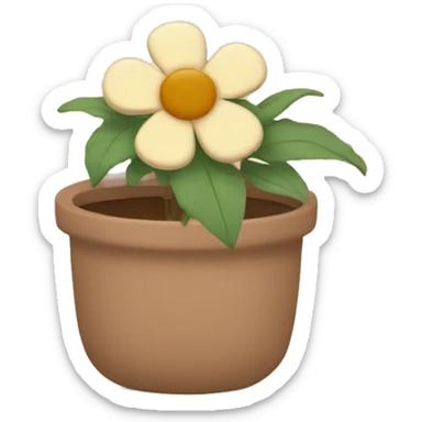 there is a pot in pastel brown colors and a flower in it sticker