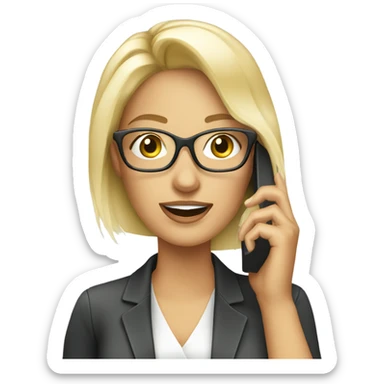 Beautiful Blonde woman wearing glasses calling on cell phone sticker