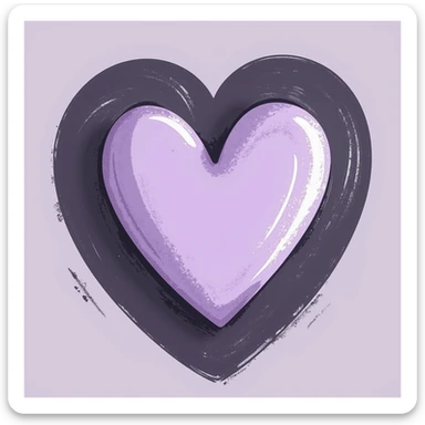 hand-drawn chalk-style love emoji, soft lilac color palette, rough doodle-like texture, pastel chalk on dark surface, aesthetic and emotional style for Telegram channel sticker