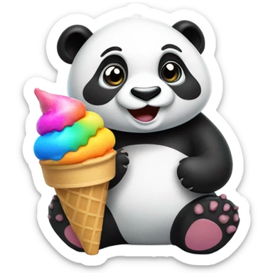 Panda eating ice cream sticker