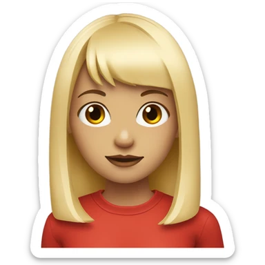 blonde girl with bangs and a red vertical line tattoo on her wrist sticker