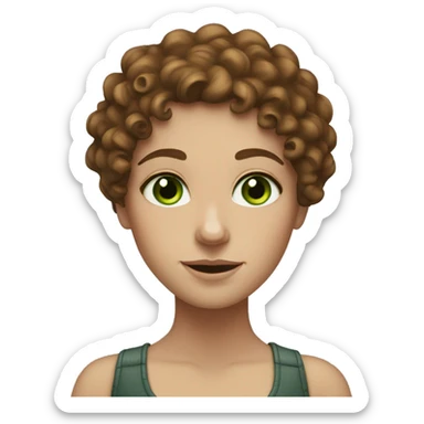 white girl with curly brown hair, freckles, and green eyes  sticker