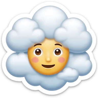 face with cloud on top happily thinking sticker