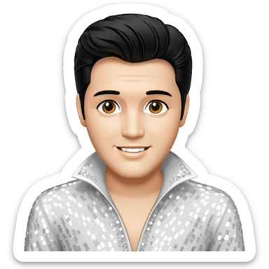 Elvis Presley with white sequin outfit sticker