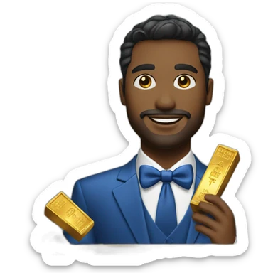 Posh-man-with-blue-suit-offering-goldbar sticker