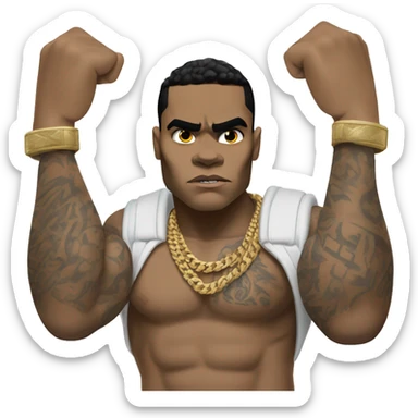kevin gates looking mean while flexing his bicep sticker