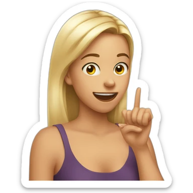 Girl biting own finger with smirk sticker