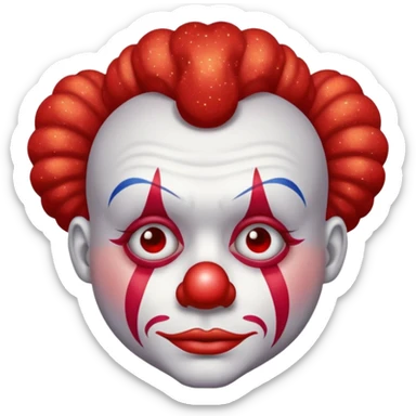 red glitter clown with the sad facial expression sticker