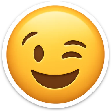 winking face emoji, digital illustration sticker