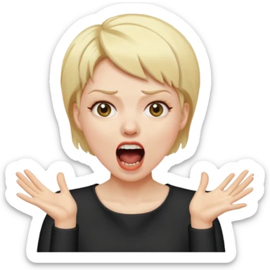 woman screaming with short blonde hair sticker