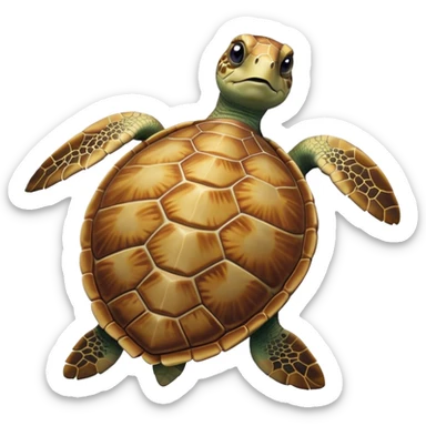 Cinematic Realistic Noble Sea Turtle Portrait Emoji, Poised and dignified, with a robust, time-worn shell intricately patterned in earthy tones and a weathered, wise face with deep, observant eyes, rendered with lifelike texture and natural, diffused light; high shine, intelligent and serene, styled with an air of oceanic majesty, focused and attentive, soft glowing outline, capturing the essence of a watchful and confident sea turtle that appears to glide out of the screen with timeless authority! sticker
