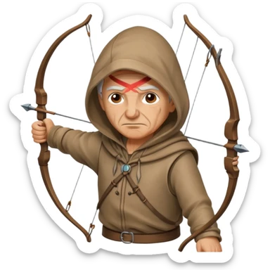 Archer âgé capuche position tir sticker