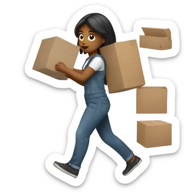 girl moving furniture  sticker