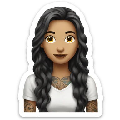 tattooed woman very attractive long hair sticker