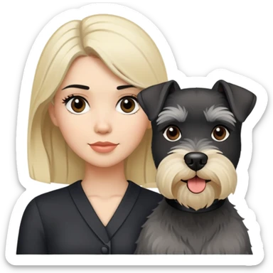 Blonde schnauzer with black hair women sticker